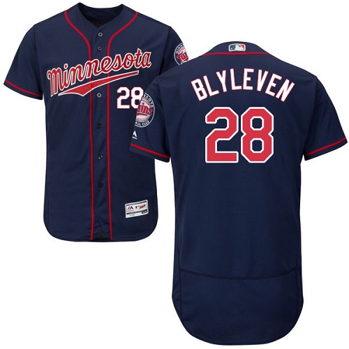 Twins #28 Bert Blyleven Navy Blue Flexbase Authentic Collection Stitched MLB Jersey - Click Image to Close
